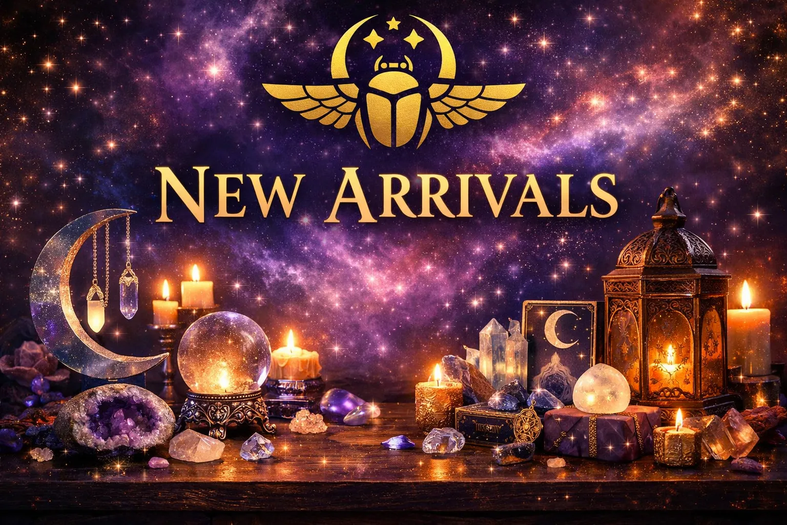 New arrivals of mystical gifts, crystals, and home decor